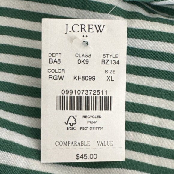 J.Crew Factory  Men's XL Slim Washed Short Sleeve Crew Tee Green Striped NWT - Picture 10 of 12